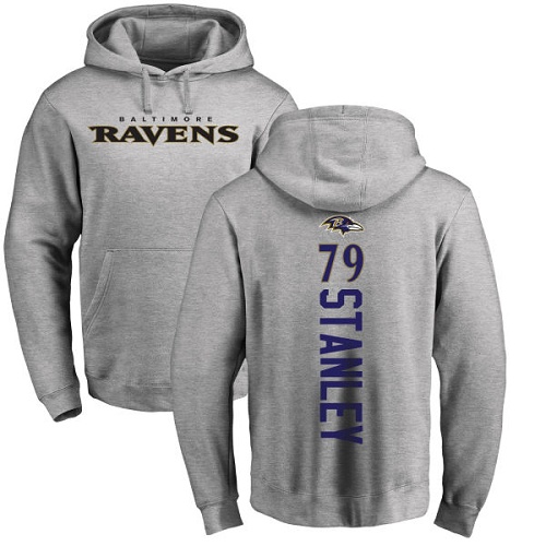 Men Baltimore Ravens Ash Ronnie Stanley Backer NFL Football #79 Pullover Hoodie Sweatshirt